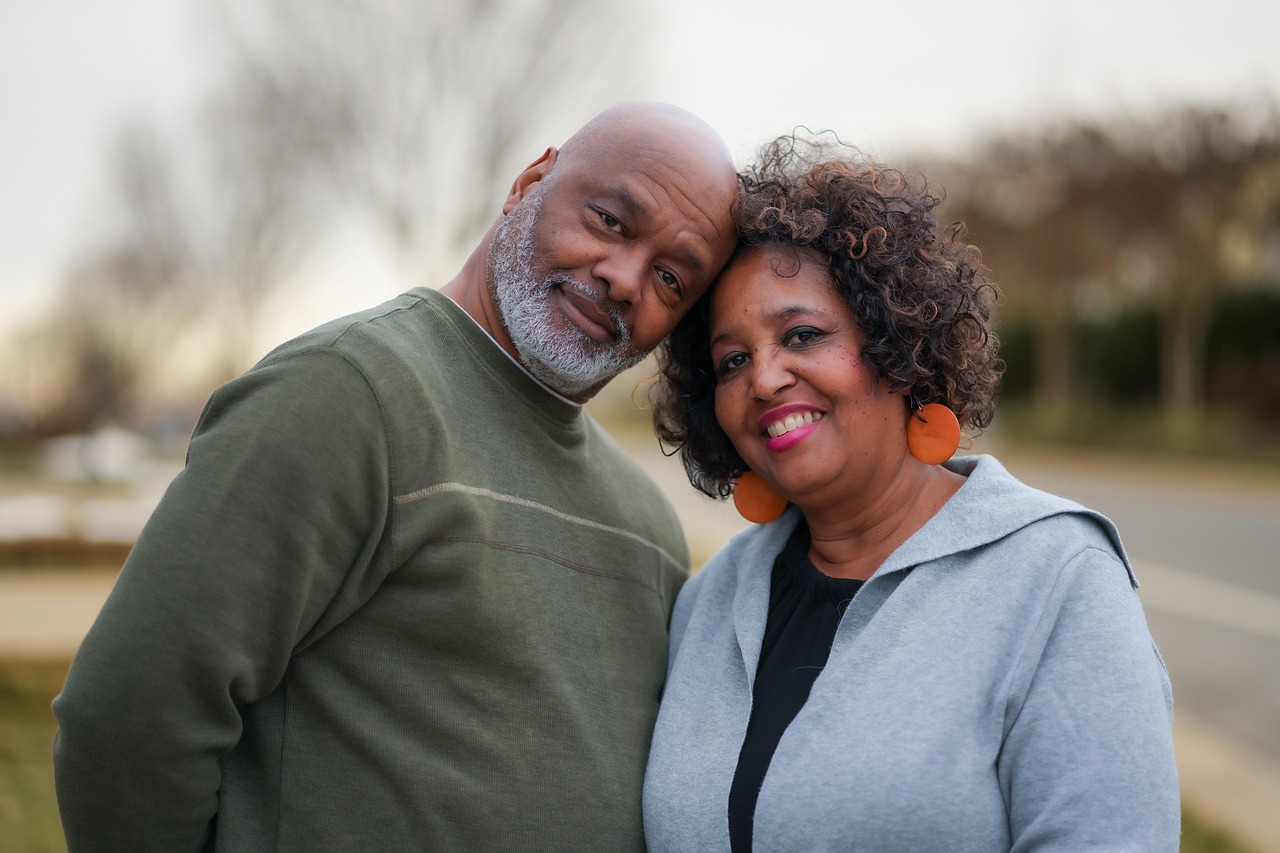Elderly couple smiling