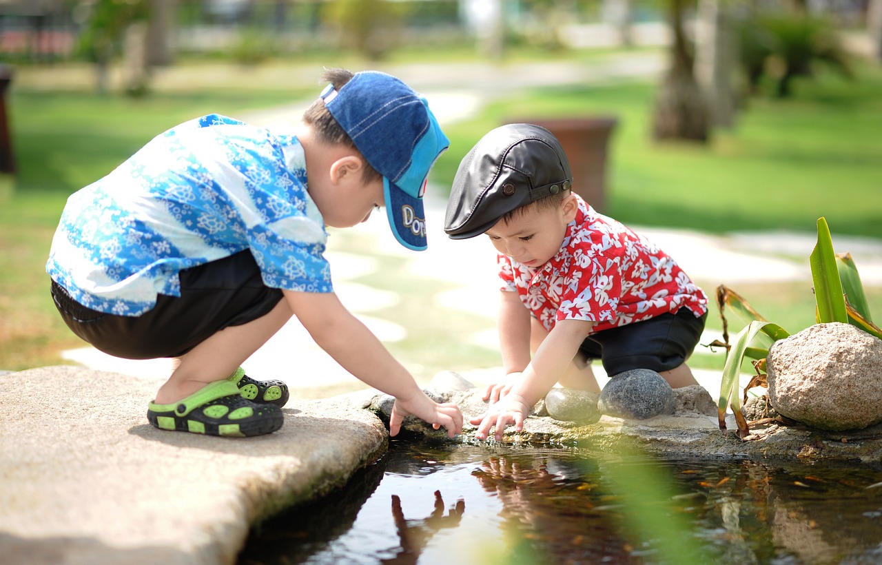 Joyful kids playing in the park